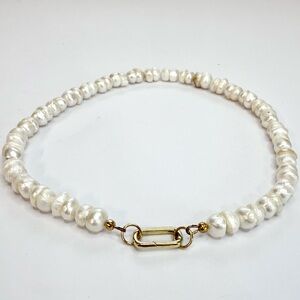 Classic White Pearl Necklace with Gold Clasp